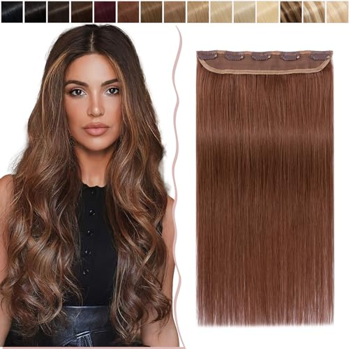 SEGO Clip in Haar Extensions Echthaar Haarverlängerungen ein Tresse 5 Clips Haarverdichtung Haarteil 100% Remy Human Hair Rotbraun#33 20(50cm)-50g
