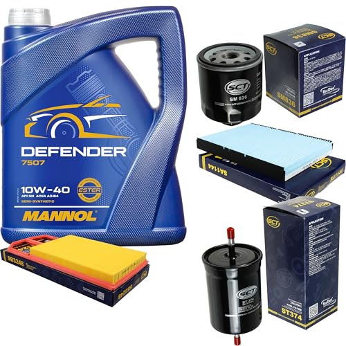Filter Set Inspektionspaket 5 Liter MANNOL Motoröl Defender 10W-40 API SL/CF SCT Germany Innenraumfilter Luftfilter Ölfilter Kraftstofffilter