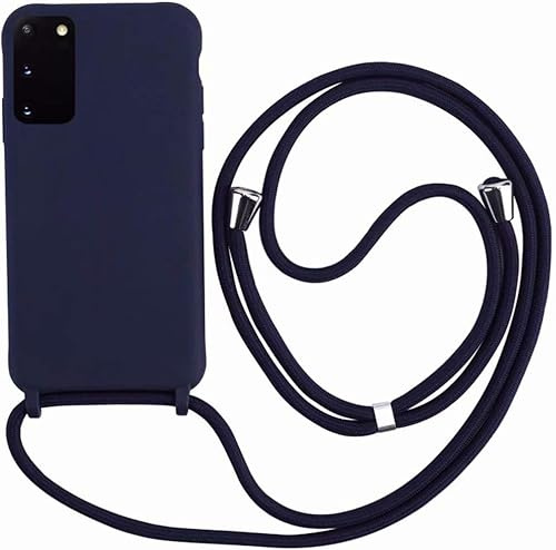 Ququcheng Kompatibel mit Samsung Galaxy S20 Plus Hülle,Handykette Hülle Silikon Seil Necklace Handyhülle mit Kordel Tasche TPU Bumper Schutzhülle für Samsung Galaxy S20 Plus-Blau
