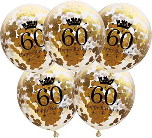 DIWULI Luftballons 60 Geburtstag - Set 5 Stück Gold Deko