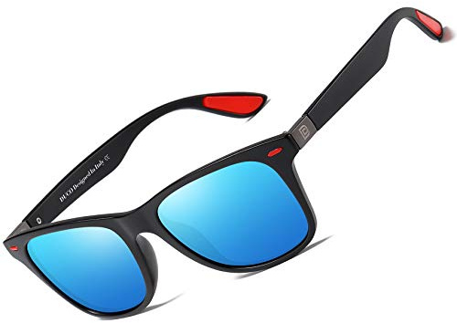 DUCO Polarisierte Sonnenbrille Herren Ultraleichter TR90 Rahmen UV-Schutz | Anti-Slip Bügel, Klassische Rechteckige Fahrradbrille für Radfahren, Angeln, Golf