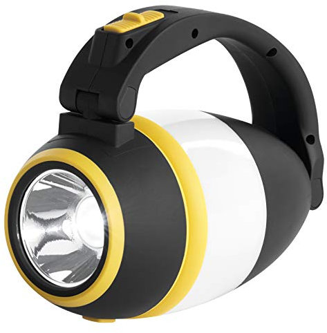 EMOS Lanterna da Campeggio a LED, Multifunzione, Portatile, con luminosità 215 Lumen, Portata 305 m, 90 Ore di Durata, Nero/Giallo