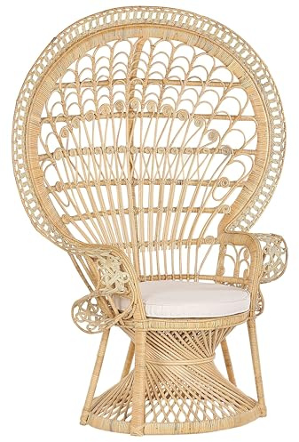 Fauteuil Style Bohème avec Coussin Assorti en Rotin Clair Emmanuelle
