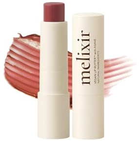 Melixir Vegan Lip Butter (12 Colors), Hydrating Tinted Lip Balm Stick, Petrolatum-Free, Plant-Based Korean Lip Care, Moisturizes Dry Lips With Shea Butter, Sheer & Natural Finish - #02 Nudy Rose