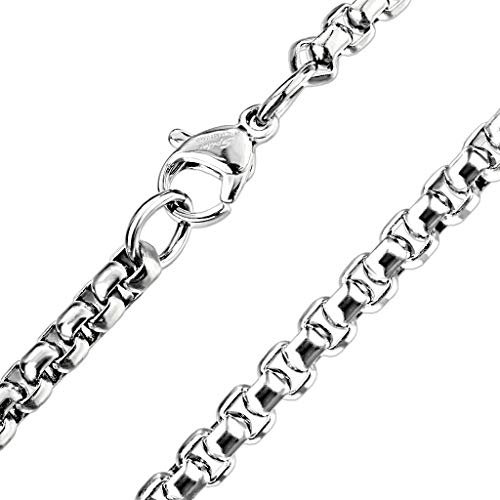 Paula & Fritz® Edelstahl Hals-Kette Damen Silber 1,5-mm Breit 435-mm Lang ca 5-Gramm Herren-Kette Hals-Schmuck Vierkant-Ankerkette Frauen Männer-Ketten