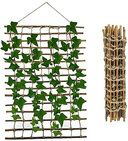 GREENKING Willow Garden Trellis, Expanding Trellis, Garden Trellis for Climbing Plants Outdoor, Made from Willow and Jute, 50×200cm