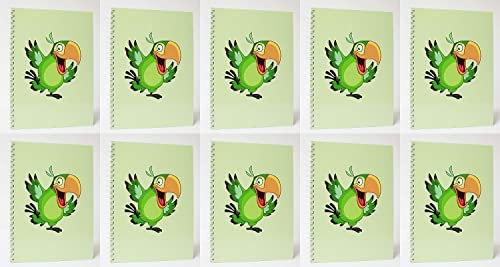 10x Collegeblock Kollegblock A4 kariert mit Doppelrand 80 Blatt 90g/qm Lineatur 28 Premium Marke ADINA (Fröhlicher Papagai)