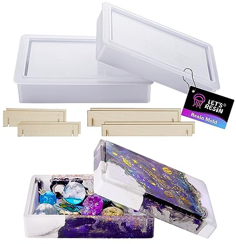 LET'S RESIN Silicone Resin Storage Box Molds, Rectangular, White, Epoxy Molds for Resin Casting, Jewelry, Tarot Cards, Makeup