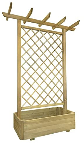 SKM Jardinera con pérgola de jardín 162 x 56 x 204 cm de madera