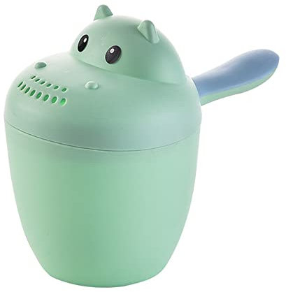 Bakermiche Baby Shampoo Cup Baby Kinder Haarwaschbecher Badebecher Cartoon-Nilpferdform Baby Bath Rinser Cup Baby Shampoo Spülbecher Wasserfall Spüler Badebecher Baden Flusher Cup Schutz Grün