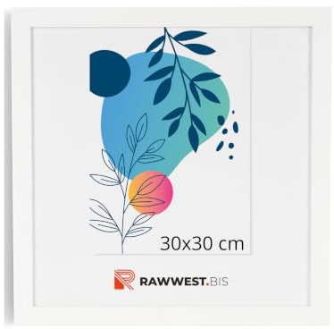 RAWWEST.BIS Bilderrahmen 30x30 cm MDF Holz Rahmen Posterrahmen Weiß | Fotorahmen mit Acrylglas, Holzrahmen aus Holzplatten für Bilder Poster Fotos Puzzle, Plakatrahmen zum Aufhängen & Aufstellen