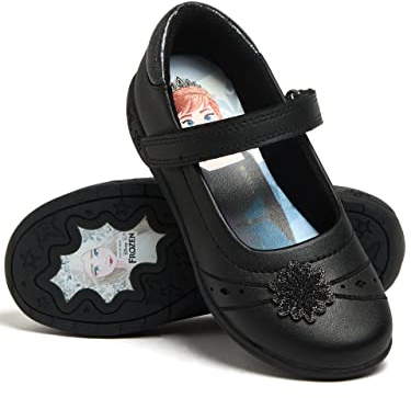 Disney Girls School Shoes | Anna and Elsa Girls Frozen Shoes | Back to School | Black 8