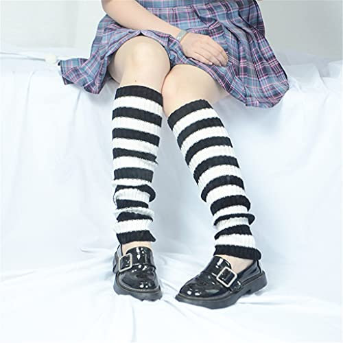 EXENXA Kniestrümpfe Wadensocken Halbwade Gestreifte Farbe passende Bündelsocken Tanzende Beinweite Set Beinwärmer Socken Kniehoch (Farbe: 2, Größe: Einheitsgröße) (5 Einheitsgröße)