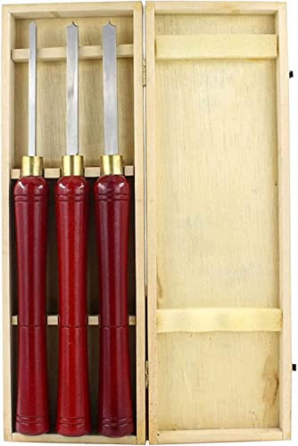HSS Drehmeißel-Set, 3-teiliges Holzmeißel-Set, Holzdrehwerkzeuge, Drehmeißel-Set, Hartholzgriffe, Hochgeschwindigkeitsstahl, Handwerk, Schnitzen, Heimwerker-Handwerkzeuge mit Aufbewahrungskoffer aus