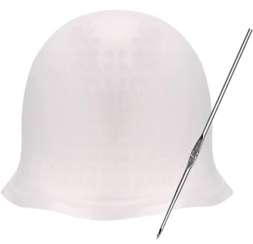 1 Stück Highlight Haar Kappe, Strähnchenhaube Silikon, Strähnchenhaube Wiederverwendbar, Salon Friseurkappe, Färben Haarekappe, Mit Strähnennadel, Für Professional Salon und Haus Haarefärben (Weiß)