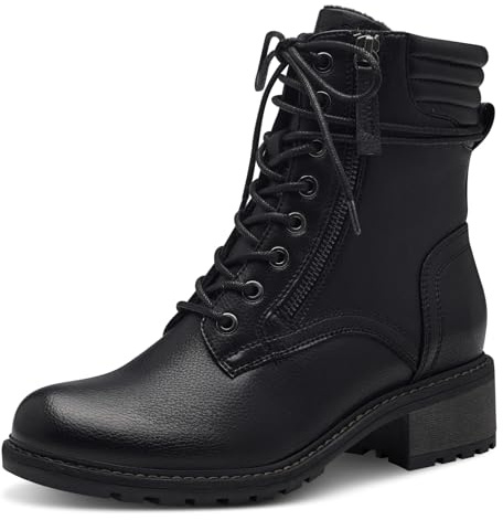 Jana bottines femme à lacets à talon bloc vegan, Black, 39 EU