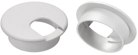 sourcing map 2Pcs Cable Hole Cover, 2Inch/50mm ABS Desk Cable Wire Cord Grommet Hole Cover for Office Computer Desk Wire Organizer, White