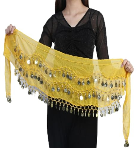 Floatdream Bauchtanz Hüfttücher, Frauenbauchtanz Taillenkette, Hüfttuch Münzgürtel Gürtel, Geeignet für Bühnenaufführungen, Geburtstagsaufführungen, Partyaufführungen(Gelb)