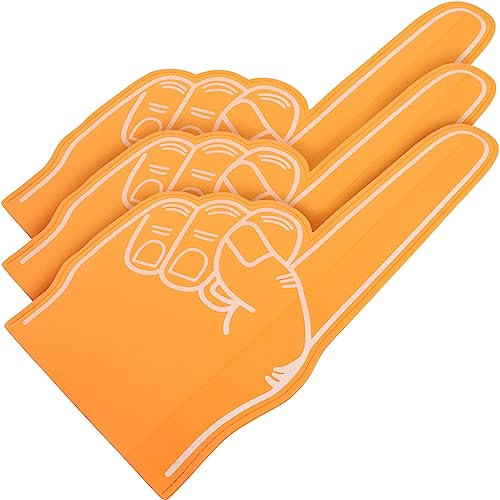Garneck Riesiger Schaumstofffinger: 3 Stück DIY Leere Cheerleader-Schaumstoffhand Jubelnde Schaumstofffinger Für Sport Leichtathletik Lokale Sportveranstaltungen Spiele Orange