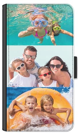 Personalised Phone Case For Samsung Galaxy A Models, A16, A35, A34, A36, A52, A53, A54, A55, A56, Phone, Custom Photo Collage, Image on Leather Side Flip Wallet Phone Case, Phone Cover - Three Images