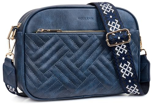 Roulens Petit Sac Bandoulière Femme, Sac a Main Femme Bandouliere en Cuir PU Matelassé, Sac Téléphone Portable Femme avec Large Sangle Réglable et Amovible