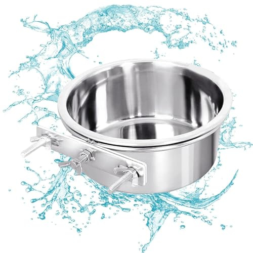 Outdoor Hundenapf – Hundenäpfe, Haustier-Futternapf Wassernapf | Wandmontierter Komfort-Käfig Coop Haken Tasse, Edelstahl Haustier Futteraufbewahrung für Hund Katze Kaninchen Welpen