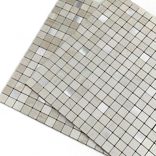 M MOFIT Mosaikfliesen Selbstklebend Metall Klebefliesen Champagner 10 Stück