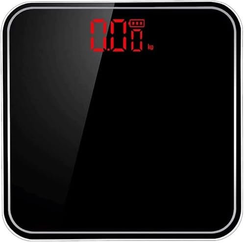 DDKYHU Pèse-Personne numérique de précision avec Technologie Step-on, Verre trempé de 6 mm, écran LCD rétroéclairé Facile à Lire, mètre Ruban Inclus, 400 Livres