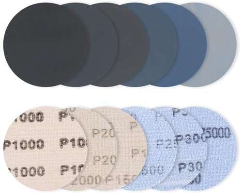 ZWFSDM 30 Pz Dischi Abrasivi Rotondi 75mm, Carta Abrasiva per Levigatrice, Asciutti Bagnati, Legno Metallo, Grana 1000 1500 2000 2500 3000 5000