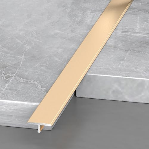 ZAQYCM tapajuntas Suelo Moldura En T Dorada para Transición De Piso, Divisor De Piso De Aluminio De Madera A Baldosa, Divisor De Baldosa En Áreas De Alto Tráfico(W 3/5 in/15mm,44 in/111.8cm)