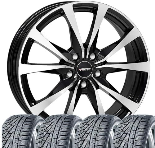 4 Winterräder Winter Brixen 6,5x16 ET 41 5x112 Schwarz poliert mit 215/60 R16 99H HAN Winter i*cept RS3 W462 XL SBL M+S 3PMSF