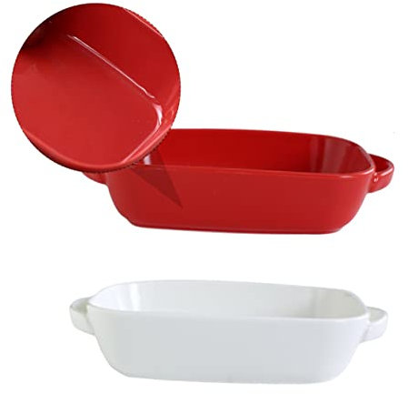 MAGICLULU 2piezas Utensilios De Cerámica Para Hornear Bandejas Rectangulares Versátiles Tipo De Alimentos