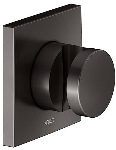 KEUCO Brausehalter, Rosette eckig, 59591350002, Farbe: Titanschwarz gebürstet