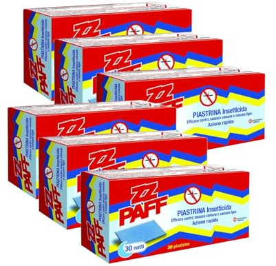 ZZ Paff Piastrine Antizanzare Insetticida 30 Pezzi, Protezione Contro Zanzare Comuni e Tigre, Uso con Diffusore Elettrico, Efficace per Ambienti Interni (6)