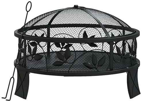 Eleganz Braciere XXL da 50 cm in acciaio con gancio per grembiule – Grande braciere per giardino, terrazza e campeggio – Durevole e resistente alle intemperie – Ideale per serate all'aperto e comfort