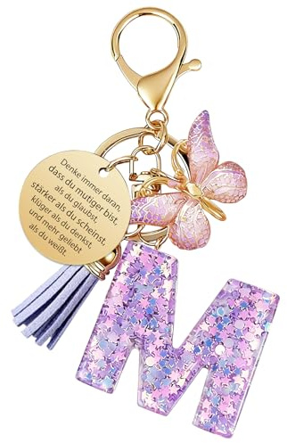 Buchstaben Schlüsselanhänger für Mädchen Damen mit Buchstabe Schmetterling | Geschenke für Frauen & Mädchen 6 7 8 9 10 11 12 Jahre, Geburtstagsgeschenk, Einschulung Geschenk, Schultüte Füllung