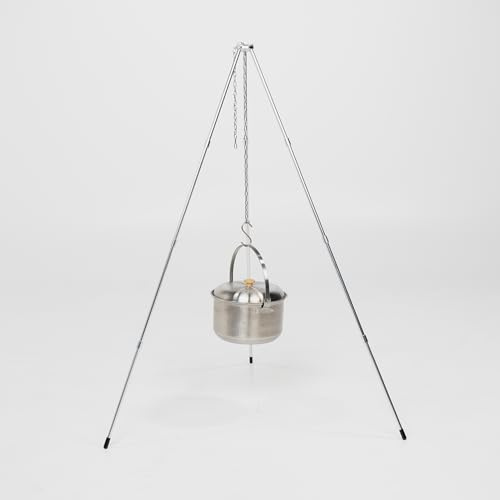 BOXIO - Tripod: Lightweight Aluminium Camping Tripod with Hook & Chain | Plug-In Tripod for Outdoor Cooking & Fire Bowls | Compact & Tool-free Mountable Holds up to 20 kg