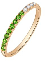 Ayoiow Verlobungsring 375 Gold Einfacher runder Stein mit Diopsid und Diamant, Ring Gold Verheiratet für Freundin Größe 52 (16.6)| 9K Gelbgold | Trendiger Modeschmuck für Verlobung