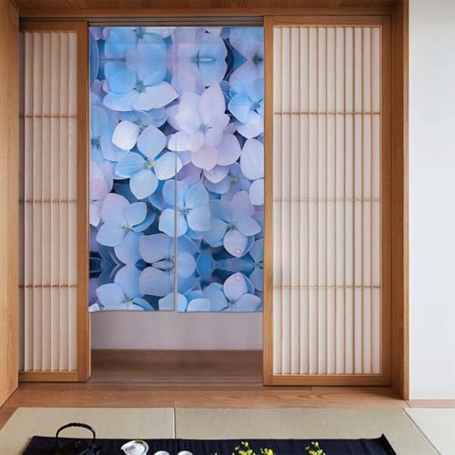 WHJSSF hydrangea Prints Curtain 2 Pcs Spliced 34x56in Good Drape, Smooth and Not Easily Wrinkled, Fabric curtains, room dividers