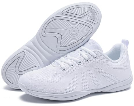 TWDKCHER White Cheer Shoes for Girls and Women Breathable Cheerleading Shoes Lightweight Non-Slip Athletic Dance Fitness Tennis Training Sneakers