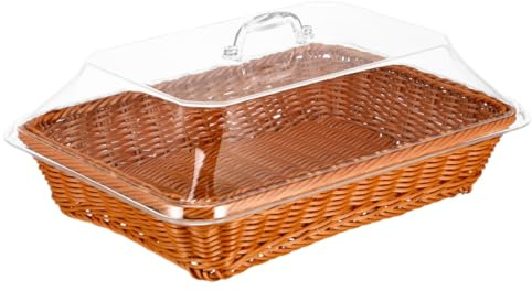 Cabilock Cesta Tejida de Ratán para Almacenar Pan y Frutas, Multiusos y Resistente al Polvo, Adecuado para Picnic y Uso Interior con Estilo Rústico