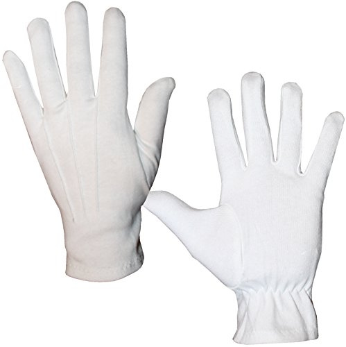 Unbekannt Elegante weiße Handschuhe Gr. L - XXL Fingerhandschuhe Herren für Hochzeit Kostüme (L)