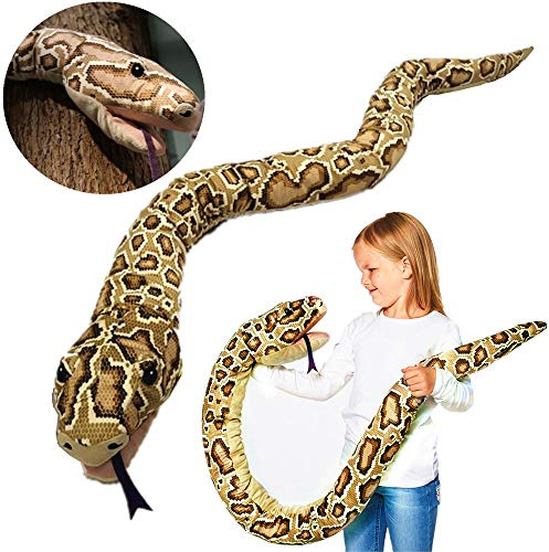Tikwisdom 170 cm hög simulering superlång brun pyton mjuka plyschleksaker, stora gosedjur handdocka leksak (stor hand och liten hand är lämpliga)