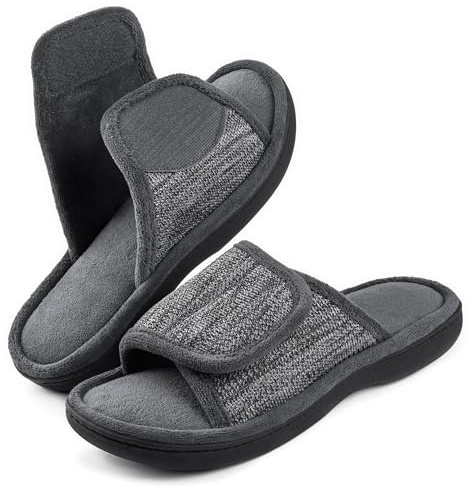 RockDove Zapatilla de Deslizamiento Ajustable con Espuma de Memoria para Hombre,44/45 EU, Gris