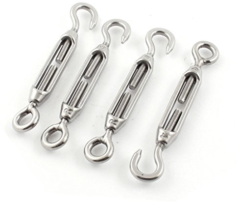 Aexit 4PCS Silver Tone Stainless Steel Hook Eye Turnbuckle for 4mm 1/8 Inch Wire Rope (1e1cacdd667cdc6708725073bfc865b2)