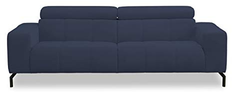 DOMO Collection Cunelli 2,5 Sitzer, Sofa mit Rückenfunktion, Garnitur mit Relaxfunktion, dunkelblau, 238x104x79 cm | 3 Sitzer mit Rückenfunktion, modernes Sofa mit stabilem Metallfuß und hohem Sitzkomfort, 238x104x79 cm (BxTxH)