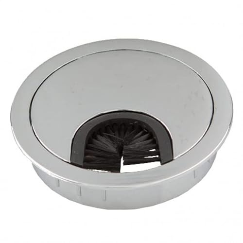 60mm, 80mm Metal Desk Cable Tidy Outlet Grommet Insert (Chrome, Black, INOX) (80mm, Chrome)