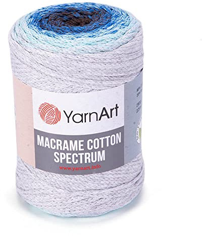 Yarn Art YarnArt Makramee-Baumwoll-Spektrum, Makramee-Schnur, 250 g, 246 m, 80% Baumwolle, Makramee-Seil, mehrfarbig, Makramee-Garn, Gewicht Kammgarn – Aran(4) (1304)