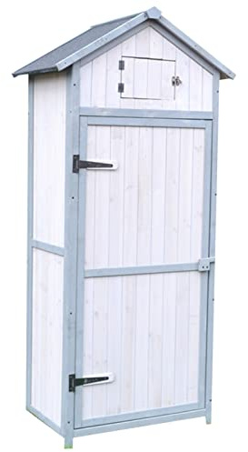 Hoher Gartenschuppen aus Holz mit Mehreren Räumen, großer Werkzeugschrank für den Außenbereich, wasserdichtes Gartenhaus für Unkrautjäter, Terrassenmöbel, Hinterhof (Größe: B) (A)