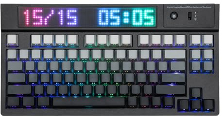 EPOMAKER DynaTab 75X Wireless Gaming Keyboard with Custom Dot-Matrix RGB LED Screen, Creamy Gasket Mechanical Keyboard, Bluetooth/2.4G/USB-C, RGB (Black Grey, Wisteria Linear Switch)